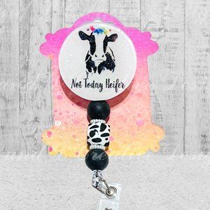 Black & White Sassy Cow "Not Today Heifer" ID Holder WITHOUT Matching Pen